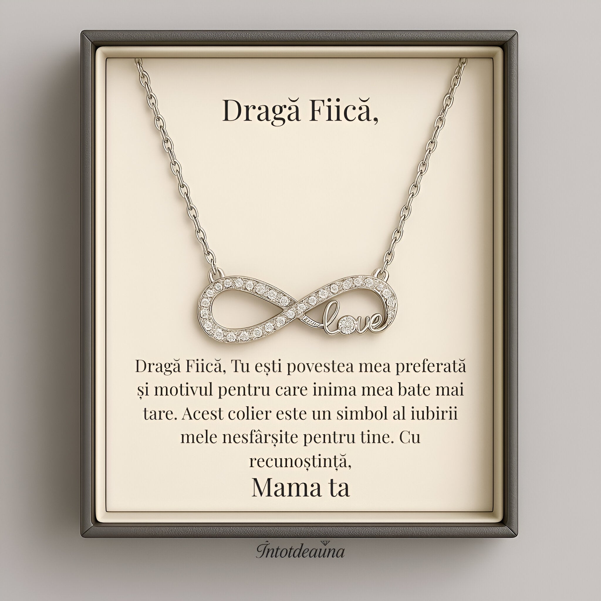 Cadou Fiica Dragă - Colier Simbol Infinit Love