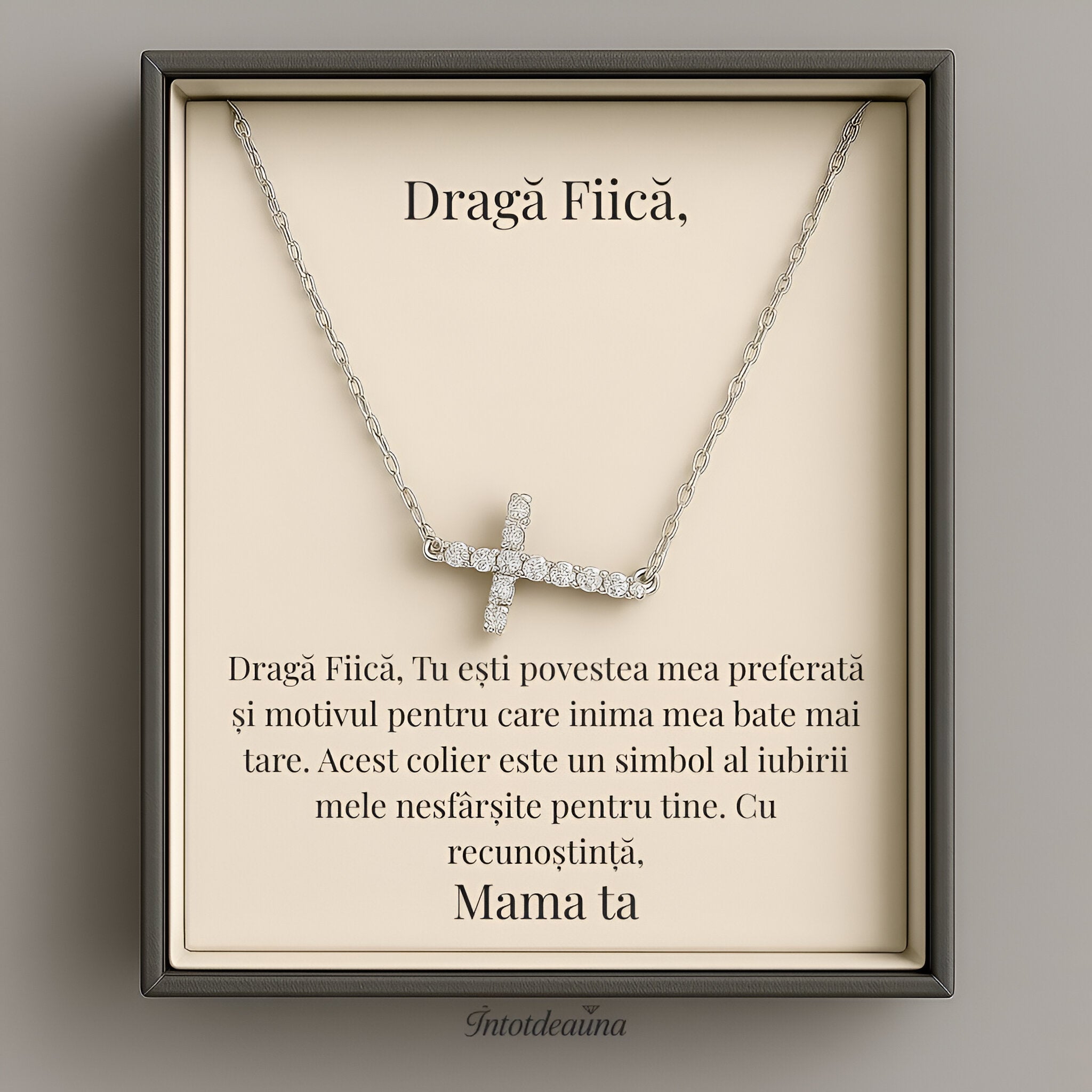 Cadou Fiica Dragă - Colier Cruce Strălucitor