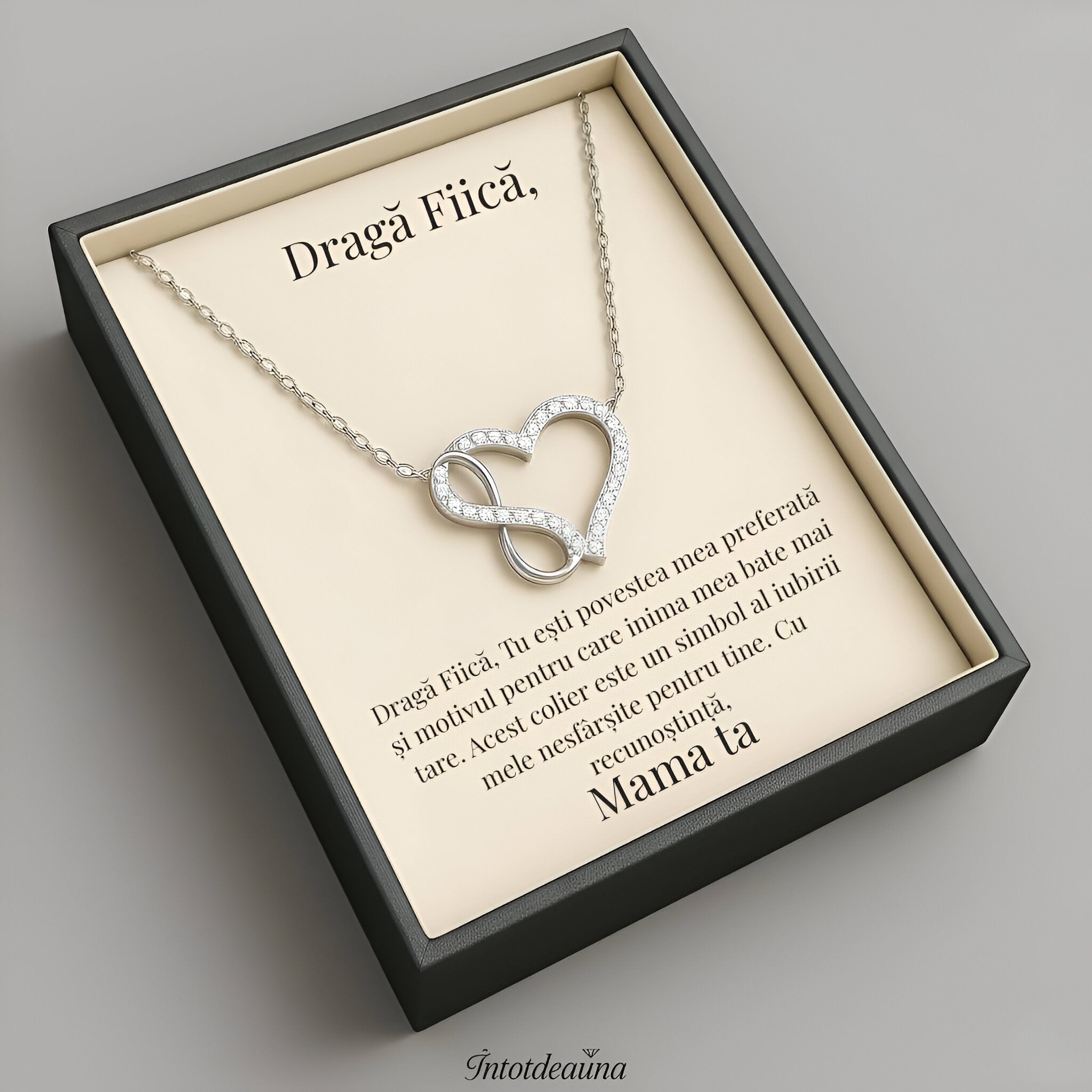 Cadou Fiica Dragă - Colier Simbol Infinit și Inimă