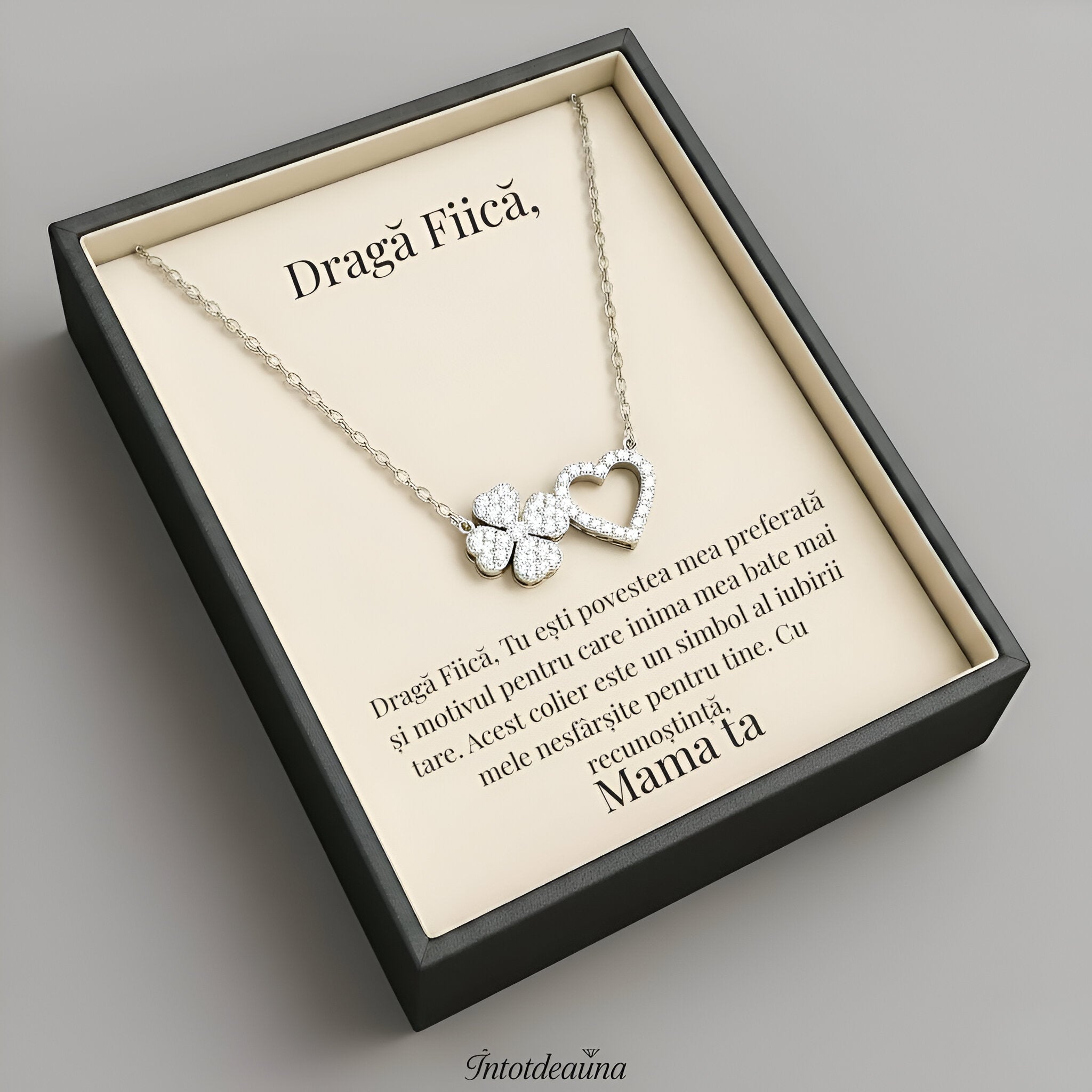 Cadou Fiica Dragă - Colier Floare Inimă