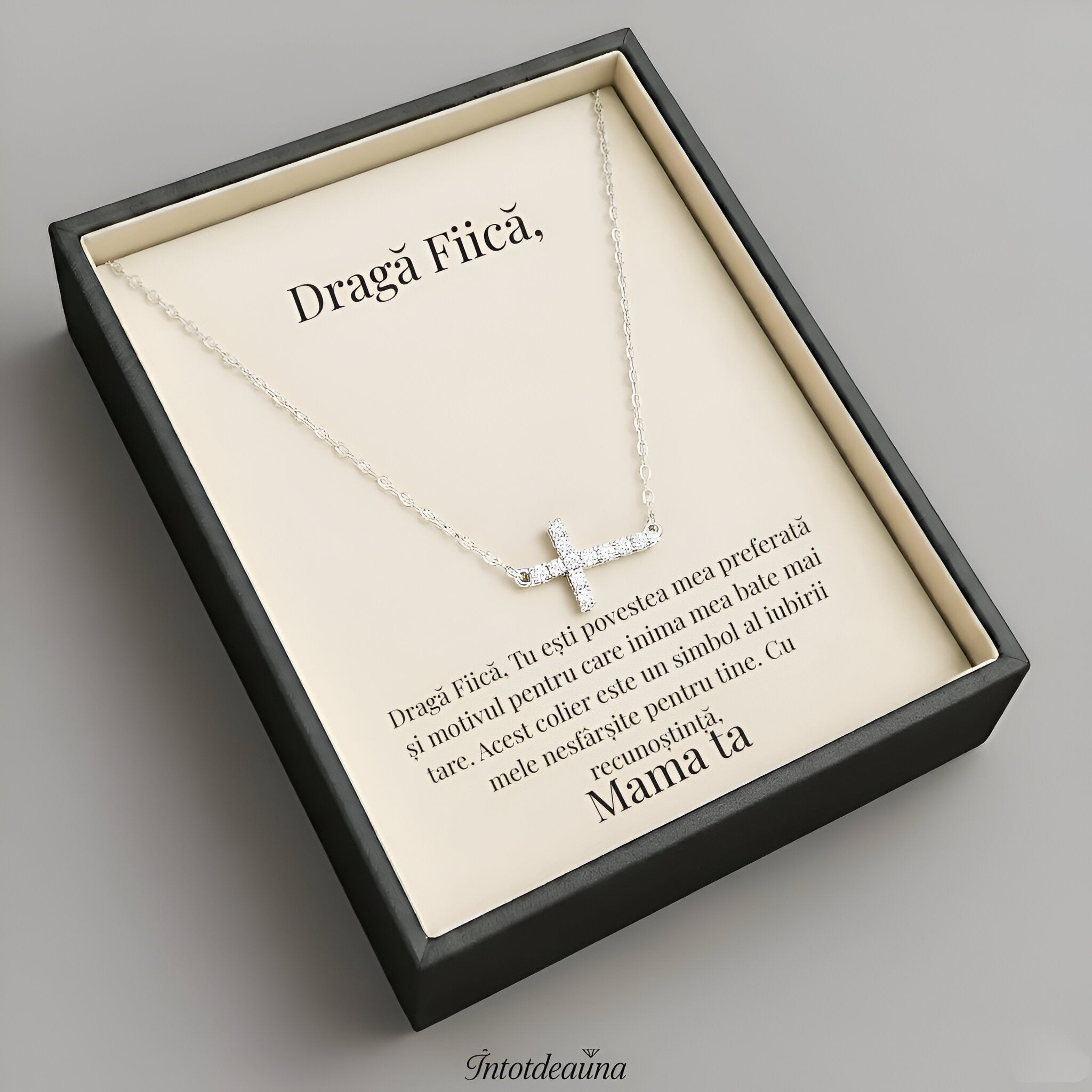 Cadou Fiica Dragă - Colier Cruce Strălucitor