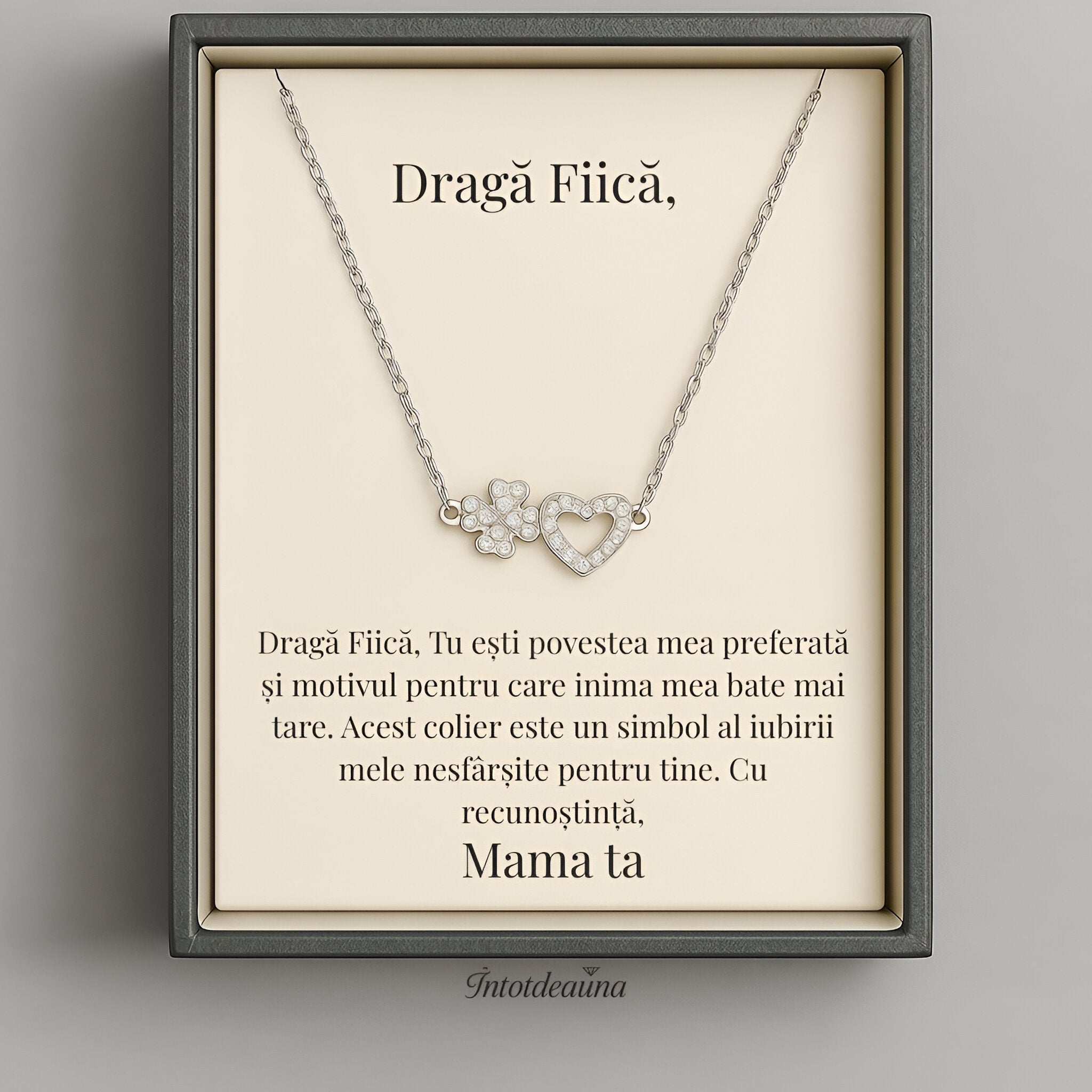 Cadou Fiica Dragă - Colier Floare Inimă