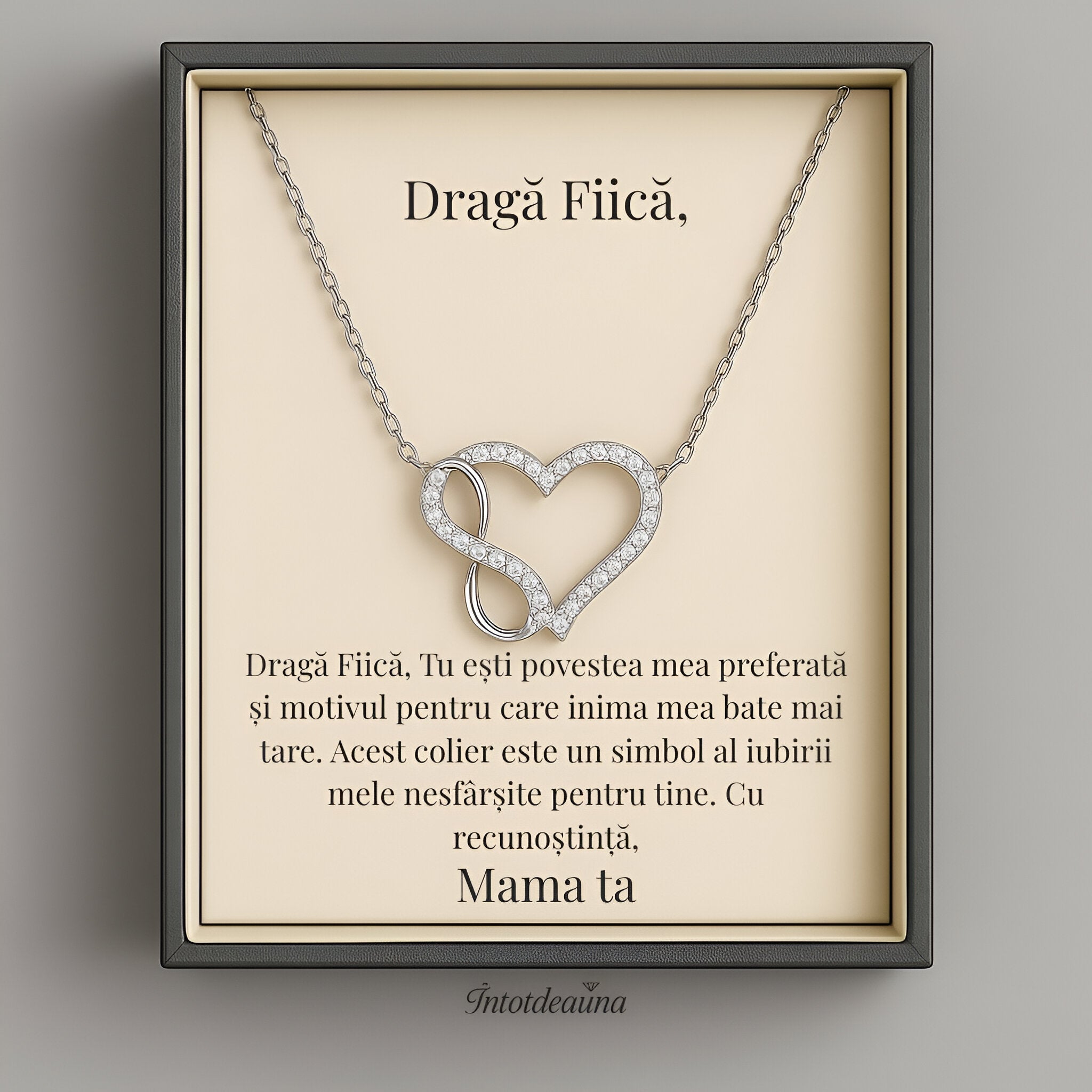 Cadou Fiica Dragă - Colier Simbol Infinit și Inimă
